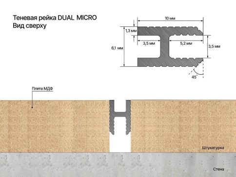 Теневая рейка DUAL mini Черная фото 2